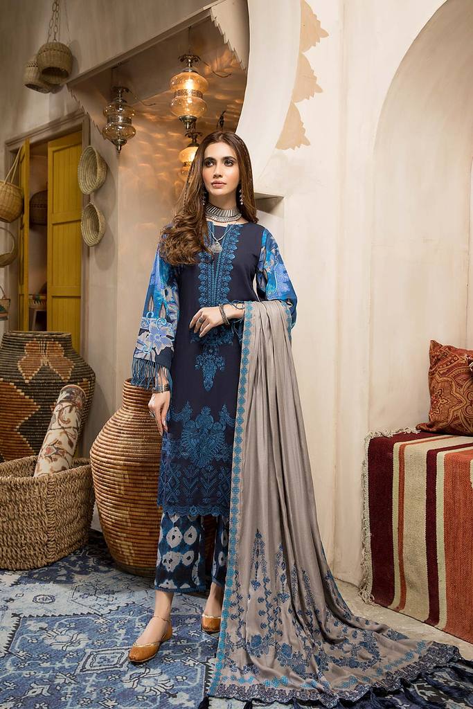 CNW-2 | Charizma Naranji Unstitched Embroidered Khaddar With Embroidered Shawl Vol-1 Collection | Unstitched Embroidered Suit