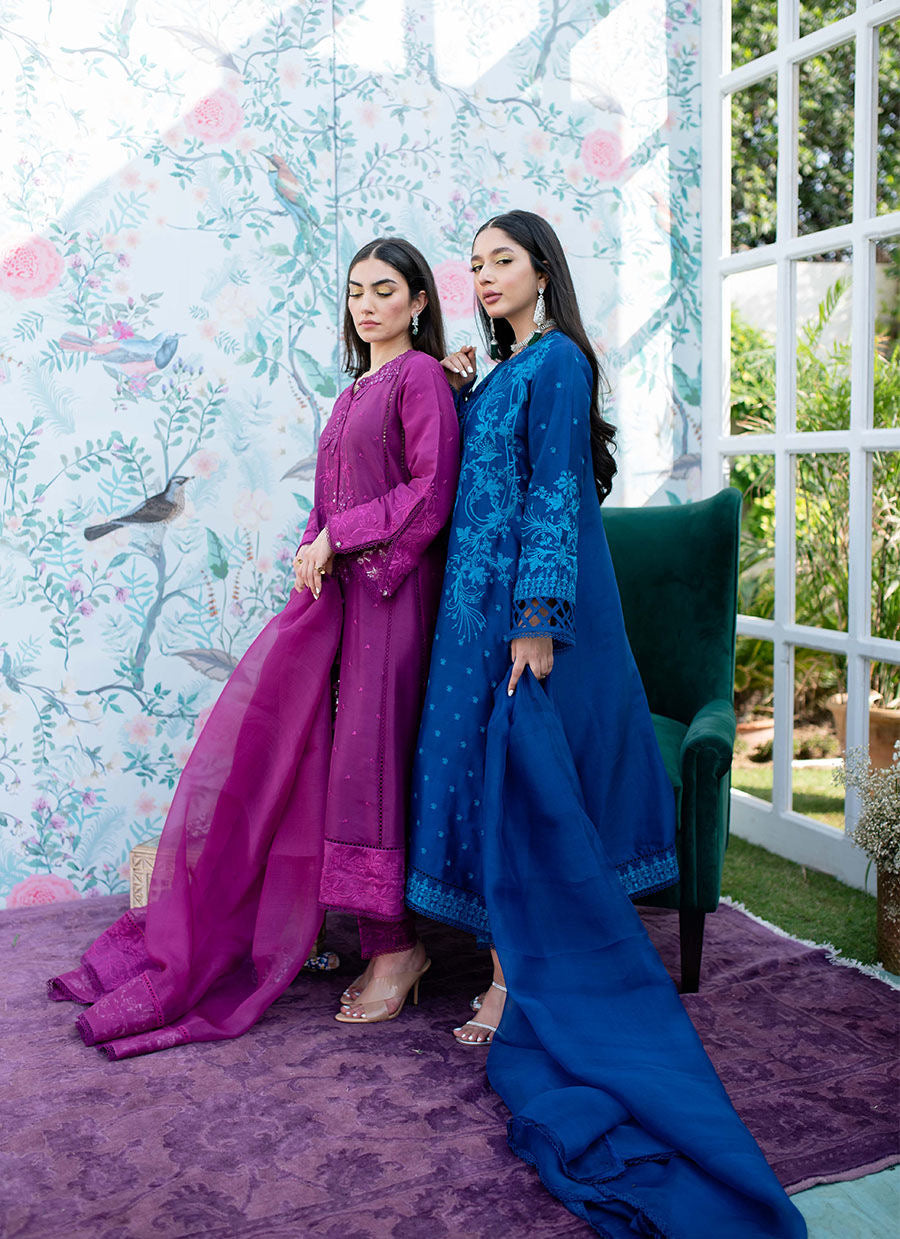 ROYAL IRIS SHIRT AND DUPATTA | Farah Talib Aziz Eid Edit Drop 2 Collection | Embroidered Stitched Raw Silk Suit