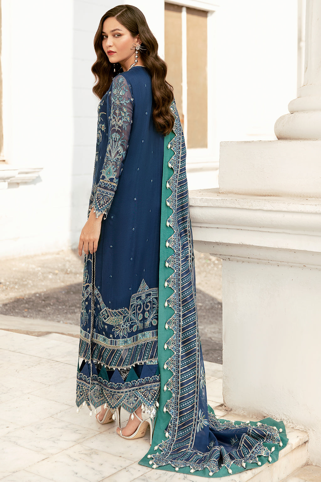 Steller Bleue | Afrozeh LA Fuchsia'22 Collection | Unstitched Chiffon Suits
