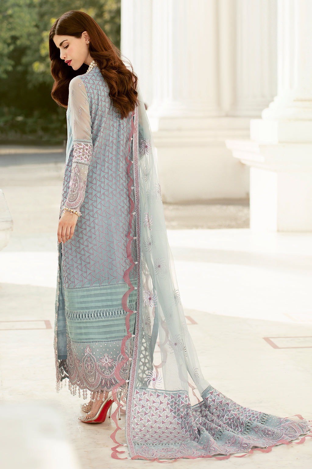 Serene Sky | Afrozeh LA Fuchsia'22 Collection | Unstitched Chiffon Suits
