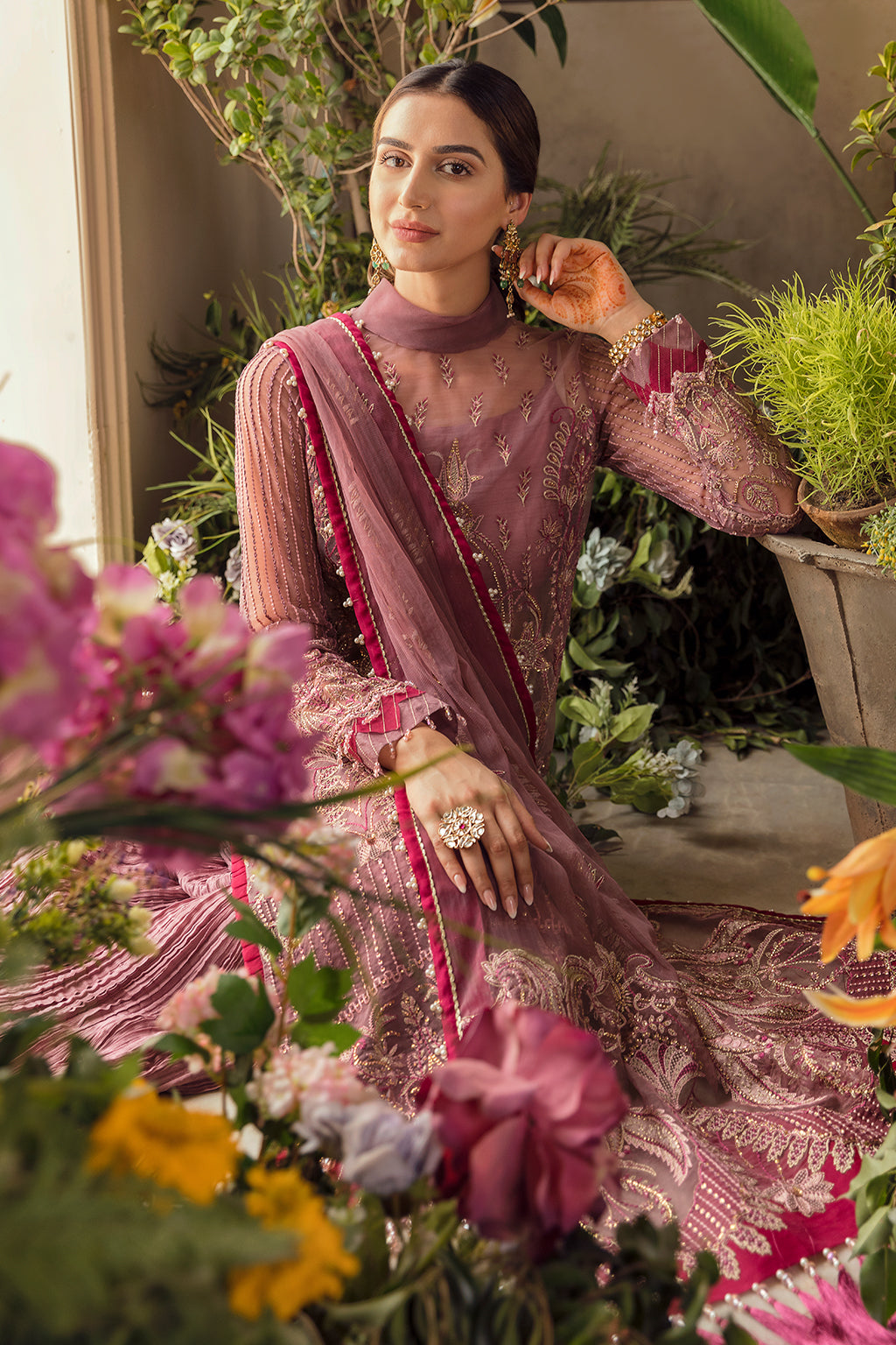 VALENTINA | Afrozeh La Fuchsia Wedding Edition 2022 | Unstitched Embroidered Net Suits