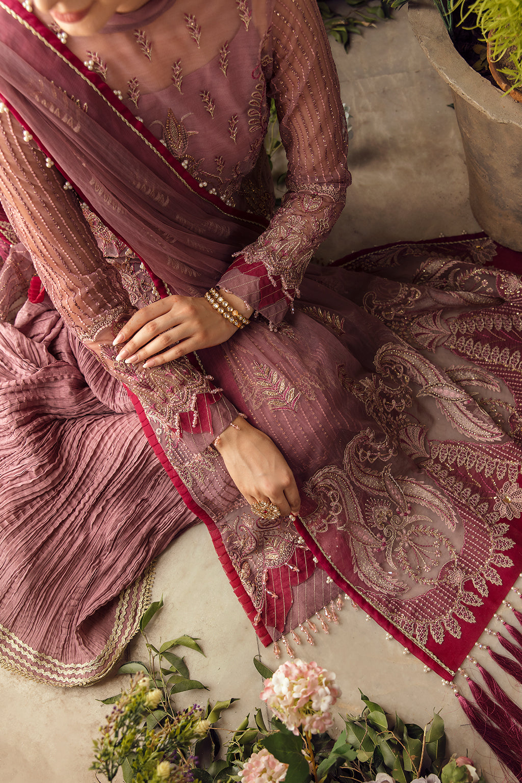 VALENTINA | Afrozeh La Fuchsia Wedding Edition 2022 | Unstitched Embroidered Net Suits