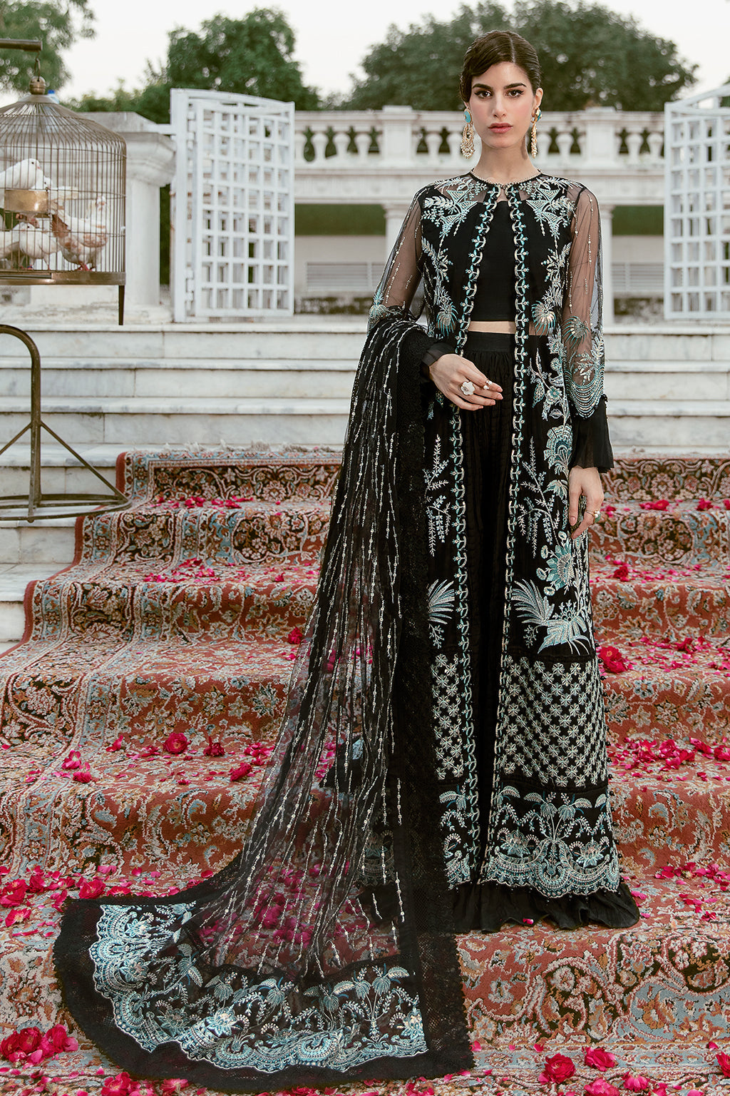 Nightingale | Afrozeh LA Fuchsia'22 Collection | Unstitched Chiffon Suits