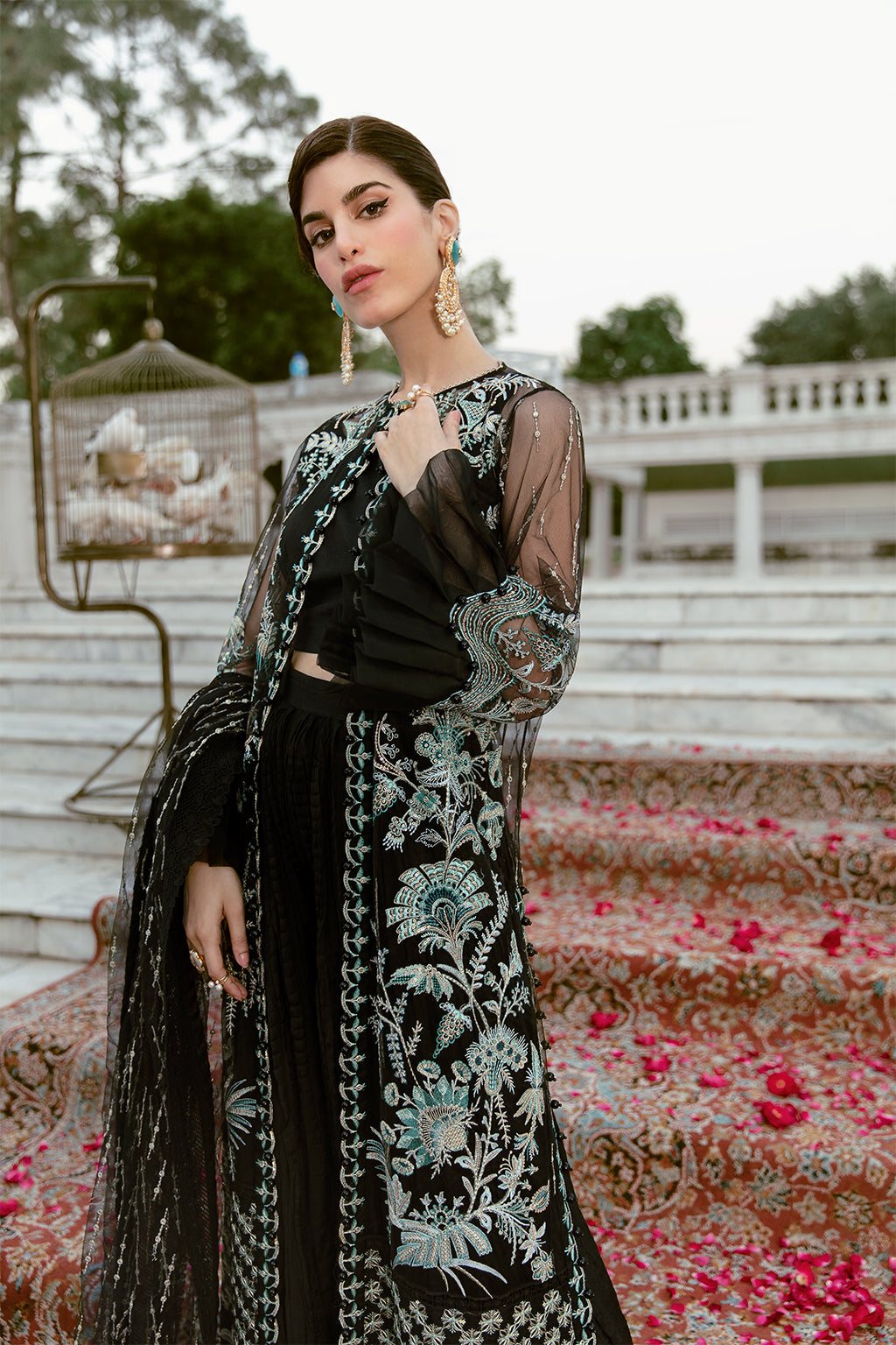 Nightingale | Afrozeh LA Fuchsia'22 Collection | Unstitched Chiffon Suits