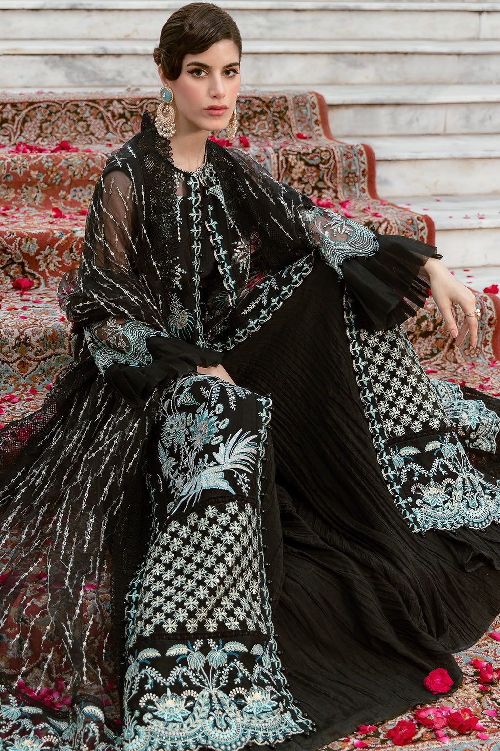 Nightingale | Afrozeh LA Fuchsia'22 Collection | Unstitched Chiffon Suits