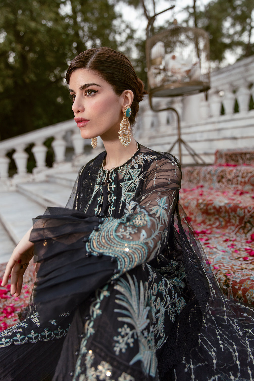 Nightingale | Afrozeh LA Fuchsia'22 Collection | Unstitched Chiffon Suits