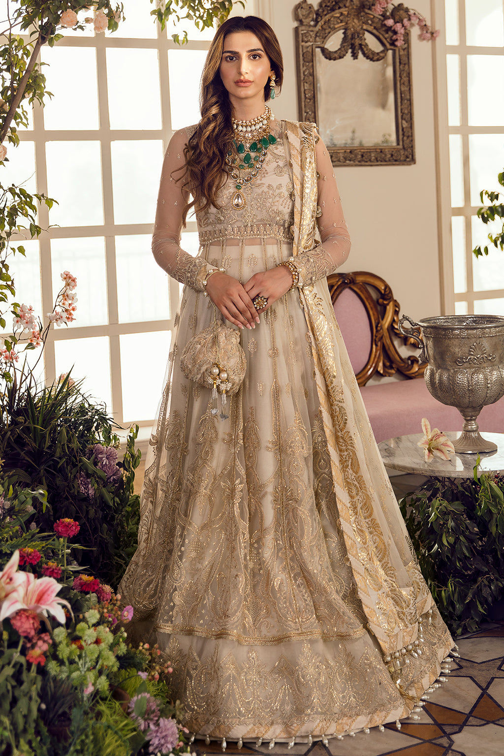 EVELINE | Afrozeh La Fuchsia Wedding Edition 2022 | Unstitched Embroidered Net Suits