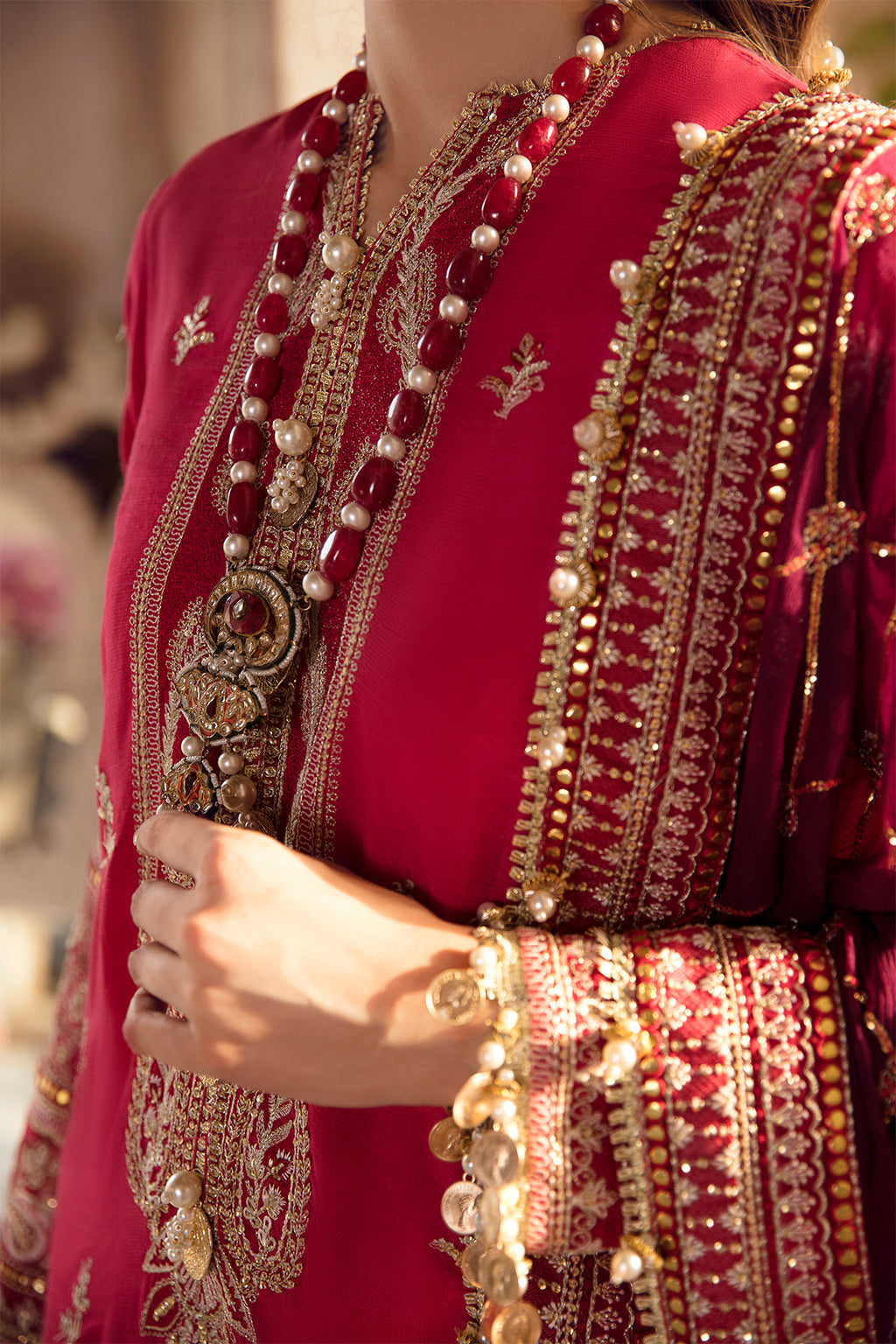 ZINNIA | Afrozeh La Fuchsia Wedding Edition 2022 | Unstitched Embroidered Raw Silk Suits