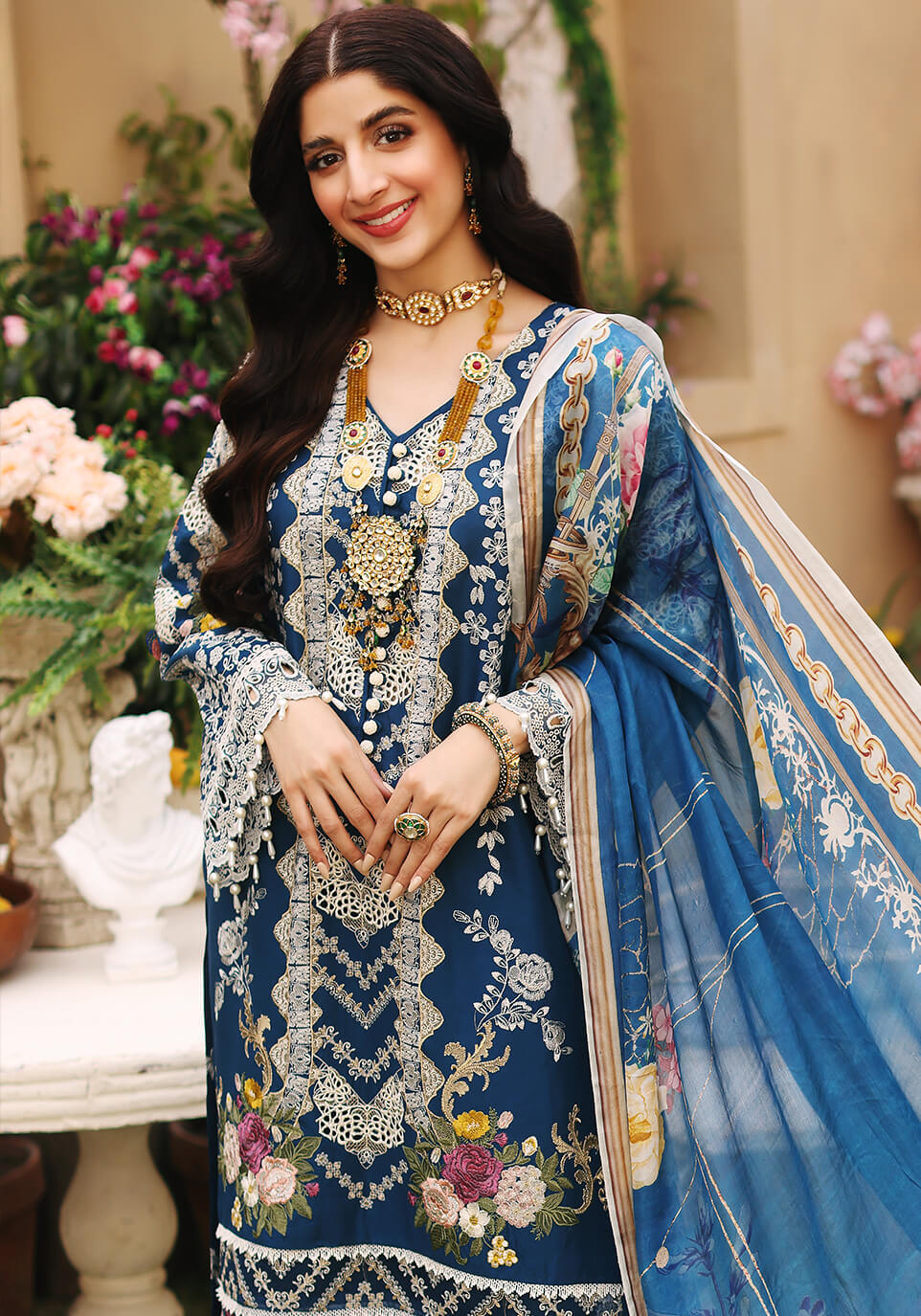 ELF-9B Azurite | Elaf Luxury Festive Lawn Collection 2022 | Unstitched Embroidered Lawn Suits