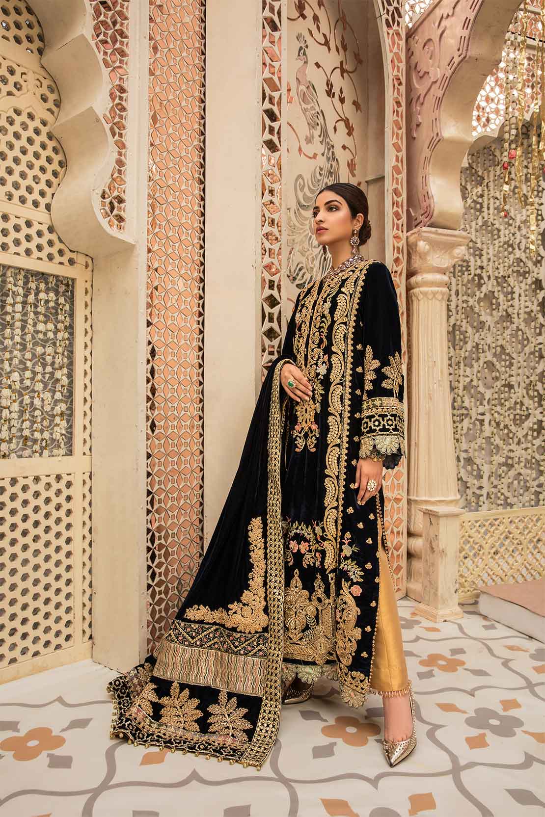 3A A Velvet Story - Cobalt | Crimson X Saira Shakira Wedding Collection '22 | Unstitched Embroidered Velvet Suits