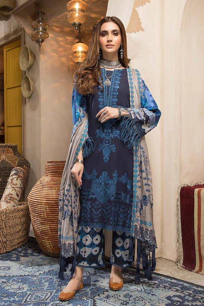 CNW-2 | Charizma Naranji Unstitched Embroidered Khaddar With Embroidered Shawl Vol-1 Collection | Unstitched Embroidered Suit