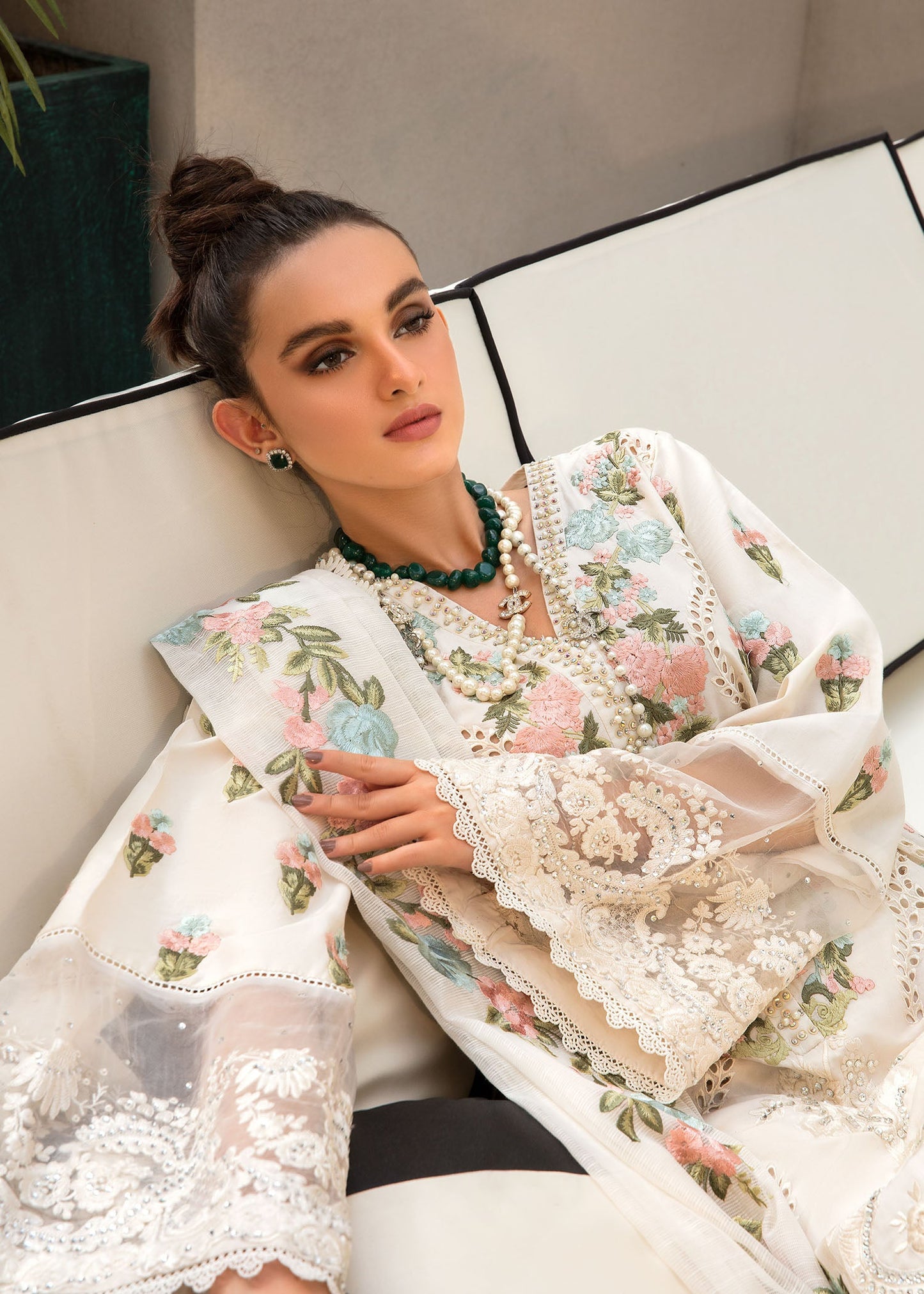 Monsoon Blooms | Crimson X Saira Shakira Eid Pret '22 | Stitched RTW Rib Cambric Suits