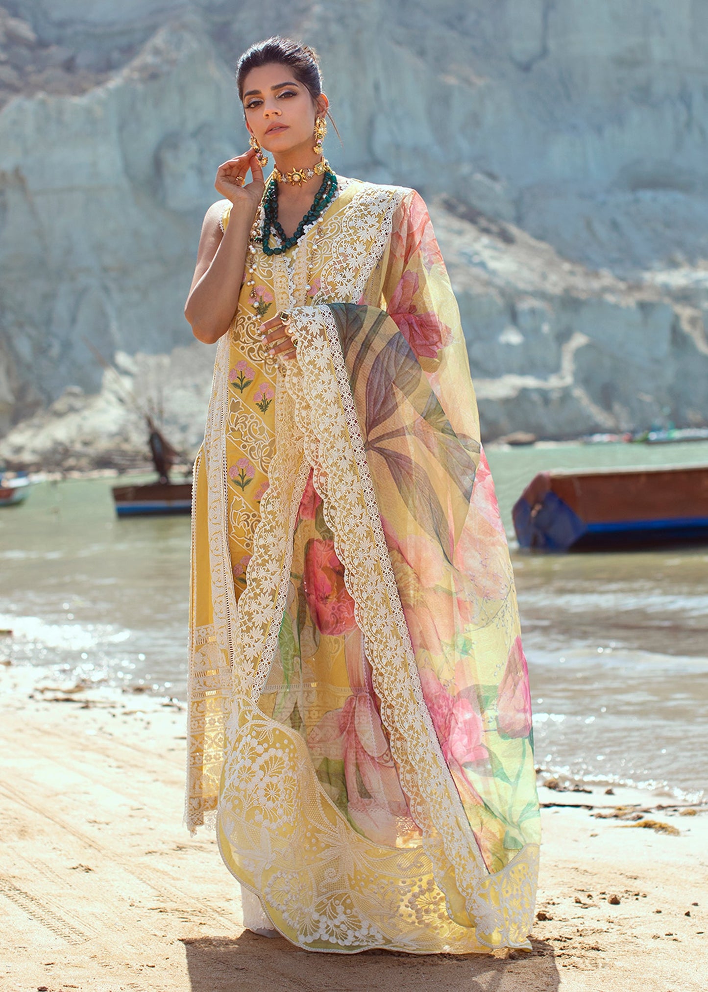 Chikkankari Reinvented - 7B - Sunshine | Crimson Serendipity Luxury Lawn Collection 2022