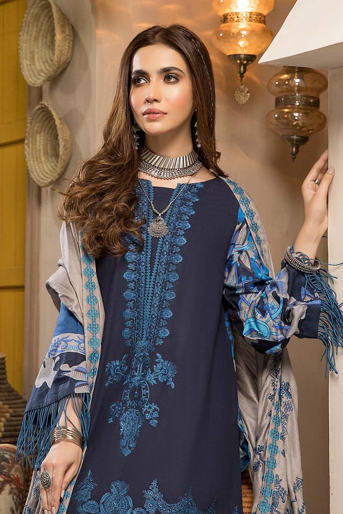 CNW-2 | Charizma Naranji Unstitched Embroidered Khaddar With Embroidered Shawl Vol-1 Collection | Unstitched Embroidered Suit