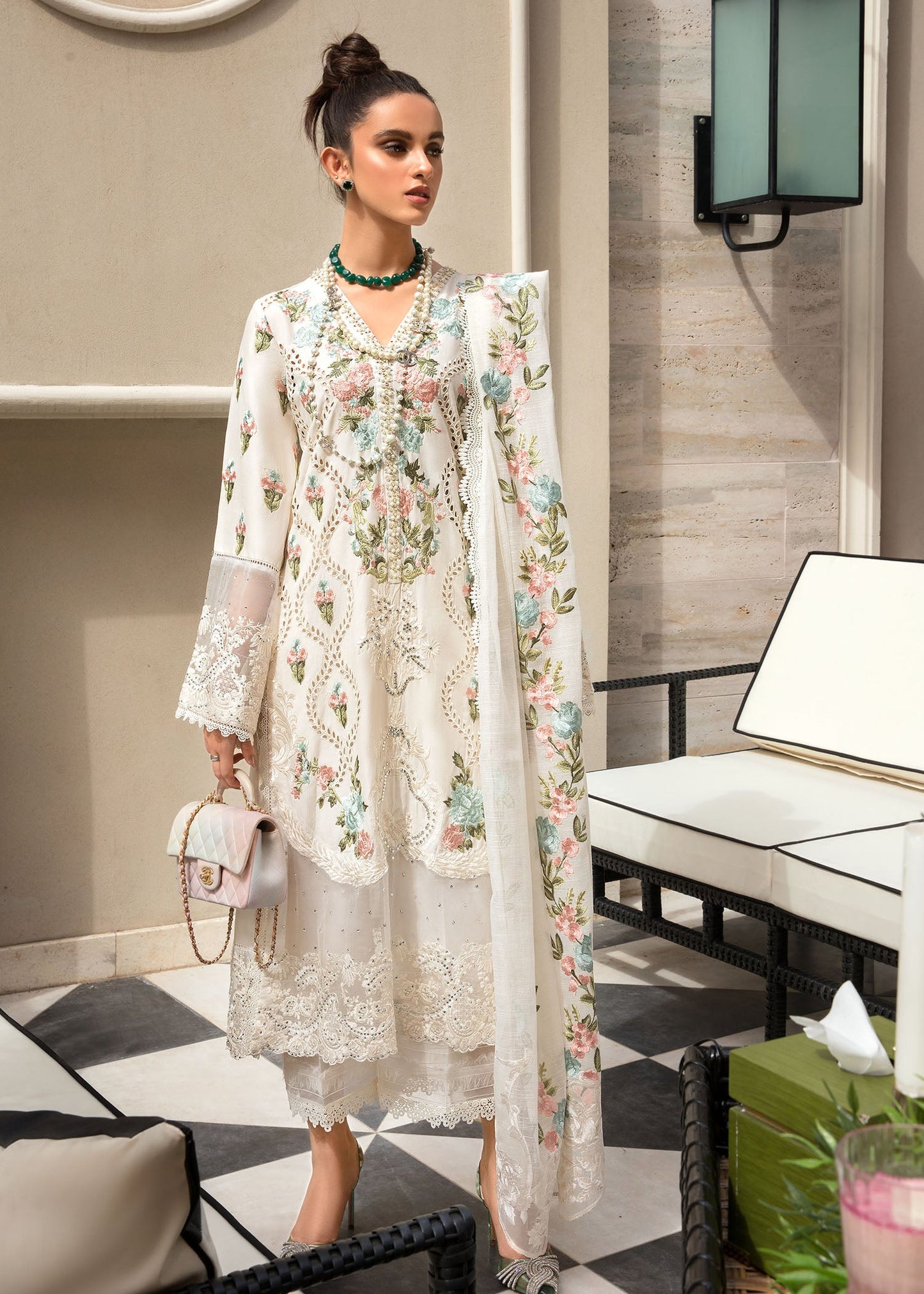 Monsoon Blooms | Crimson X Saira Shakira Eid Pret '22 | Stitched RTW Rib Cambric Suits