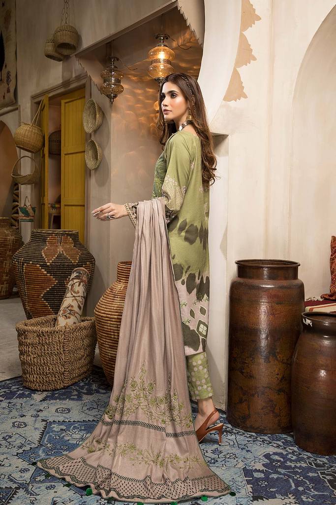CNW-3 | Charizma Naranji Unstitched Embroidered Khaddar With Embroidered Shawl Vol-1 Collection | Unstitched Embroidered Suit