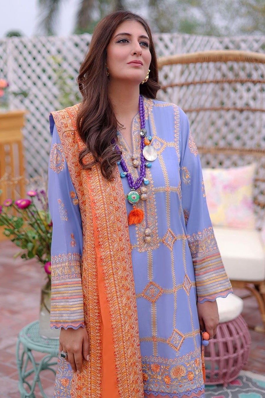 LINA (ZL22-13 A) | Zaha Summer Lawn Collection 2022 | Unstitched Embroidered Lawn Suits