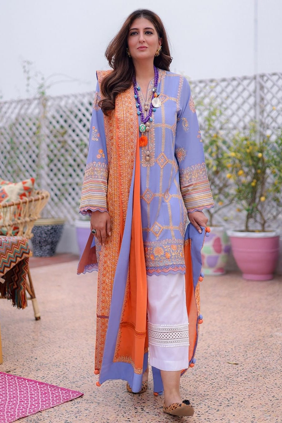 LINA (ZL22-13 A) | Zaha Summer Lawn Collection 2022 | Unstitched Embroidered Lawn Suits