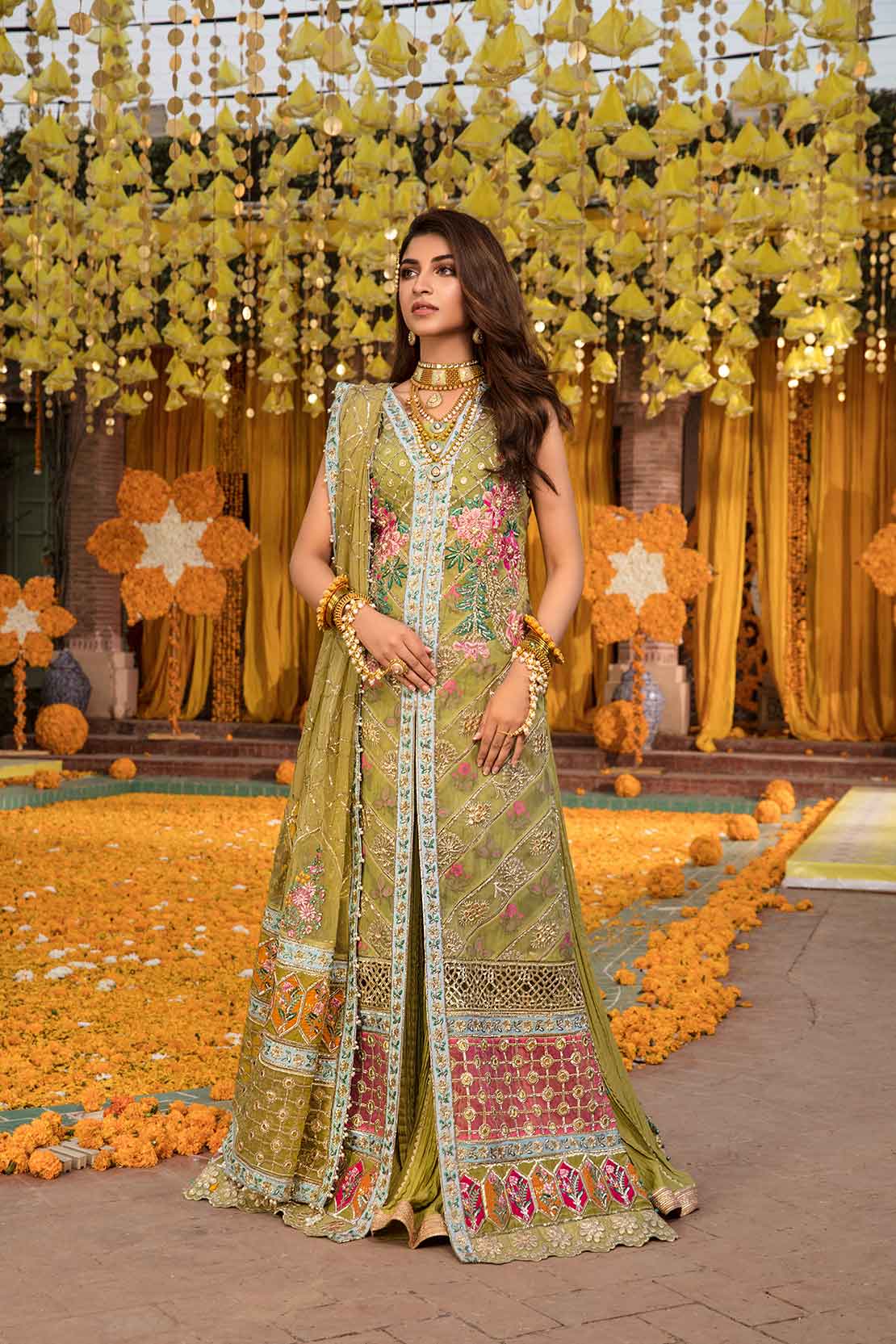 4B SUCHA GOTA - LIME | Crimson X Saira Shakira Wedding Collection '22 | Unstitched Embroidered Velvet Suits