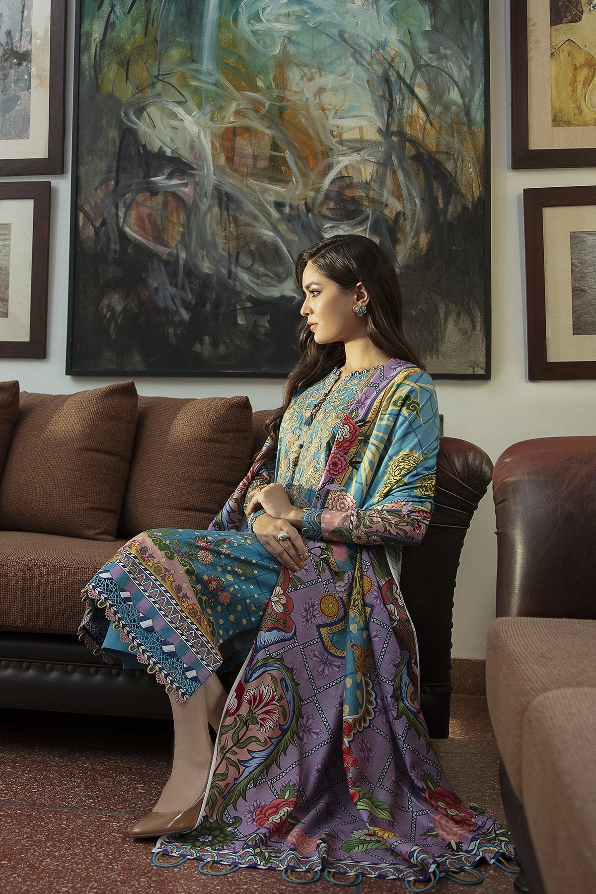 Blue Oasis | Jazmin Iris Winter Collection 2021 | Unstitched Embroidered Viscose Slub Khaddar Suit