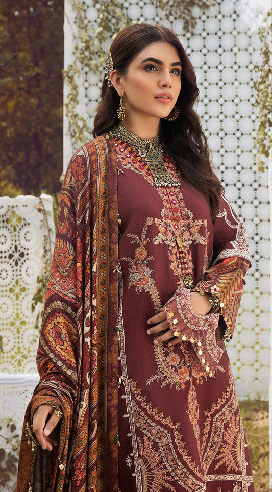 DELARA VLP21-05 | Anaya Pardesi VIVA Winter Collection 2021 | Unstitched Embroidered Dobby Linen Suits