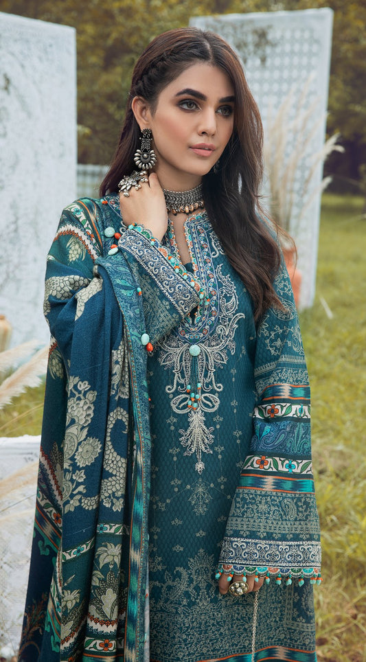 SHAHZEEN VLP21-01 | Anaya Pardesi VIVA Winter Collection 2021 | Unstitched Embroidered Dobby Linen Suits