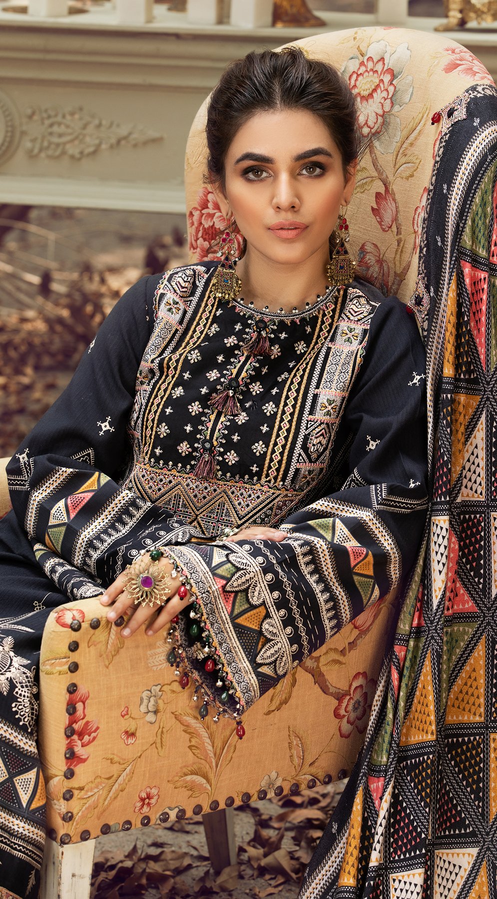 Leila VLP21-03 | Anaya Pardesi VIVA Winter Collection 2021 | Unstitched Embroidered Dobby Linen Suits