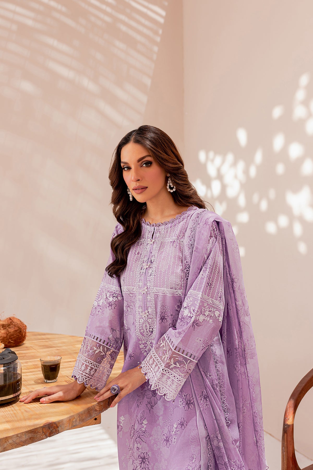 Lavender Ray | Farasha Mehak Festive Lawn SS 23 | Unstitched Embroidered Collection