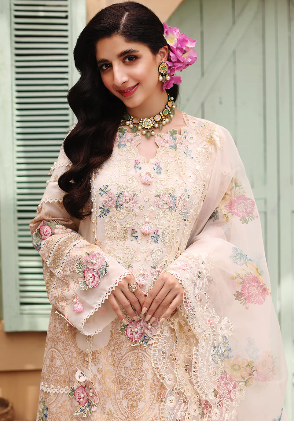 ELF-1 Damask | Elaf Luxury Festive Lawn Collection 2022 | Unstitched Embroidered Lawn Suits