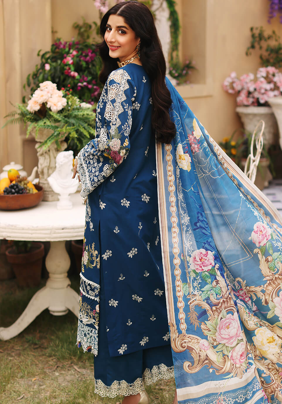 ELF-9B Azurite | Elaf Luxury Festive Lawn Collection 2022 | Unstitched Embroidered Lawn Suits