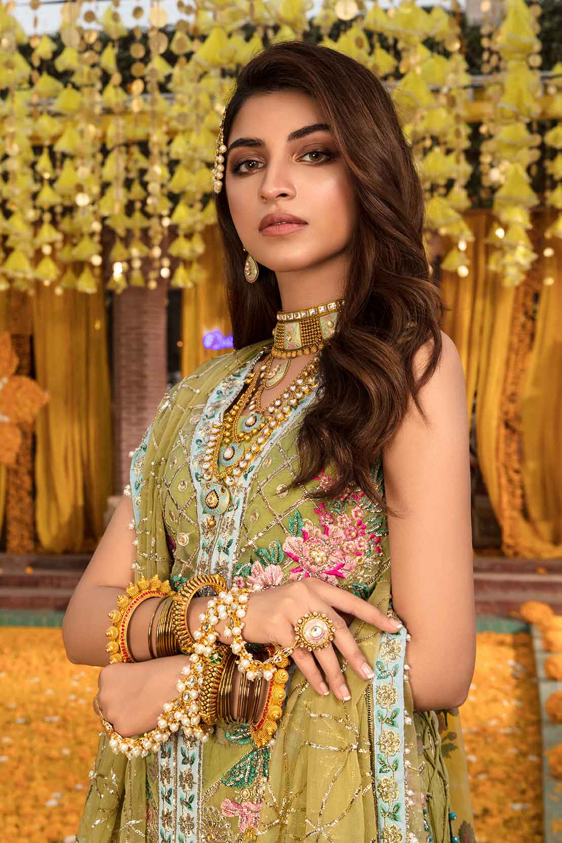 4B SUCHA GOTA - LIME | Crimson X Saira Shakira Wedding Collection '22 | Unstitched Embroidered Velvet Suits