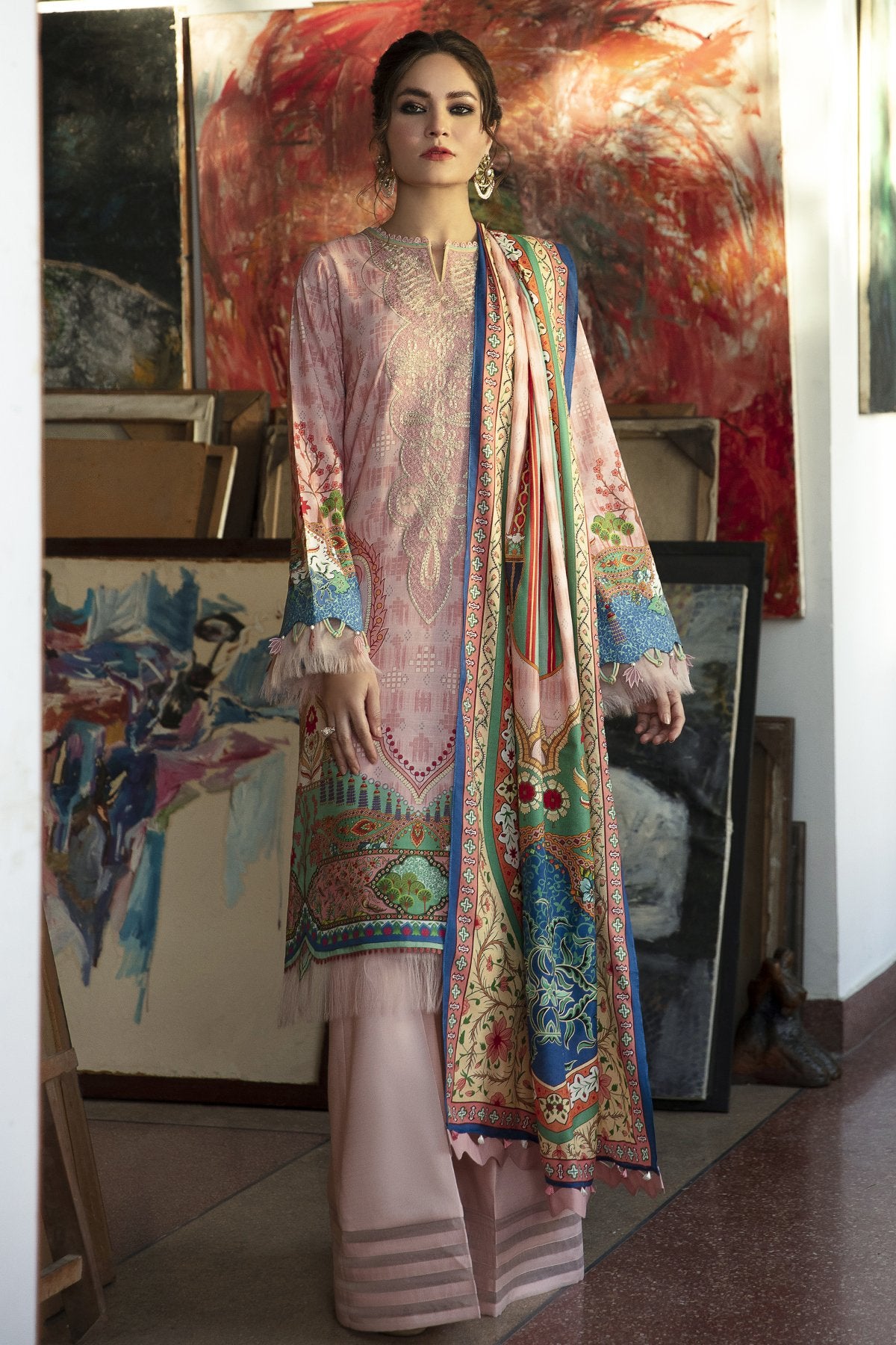 PINK ISLAND | Jazmin Iris Winter Collection 2021 | Unstitched Embroidered Viscose Slub Khaddar Suit