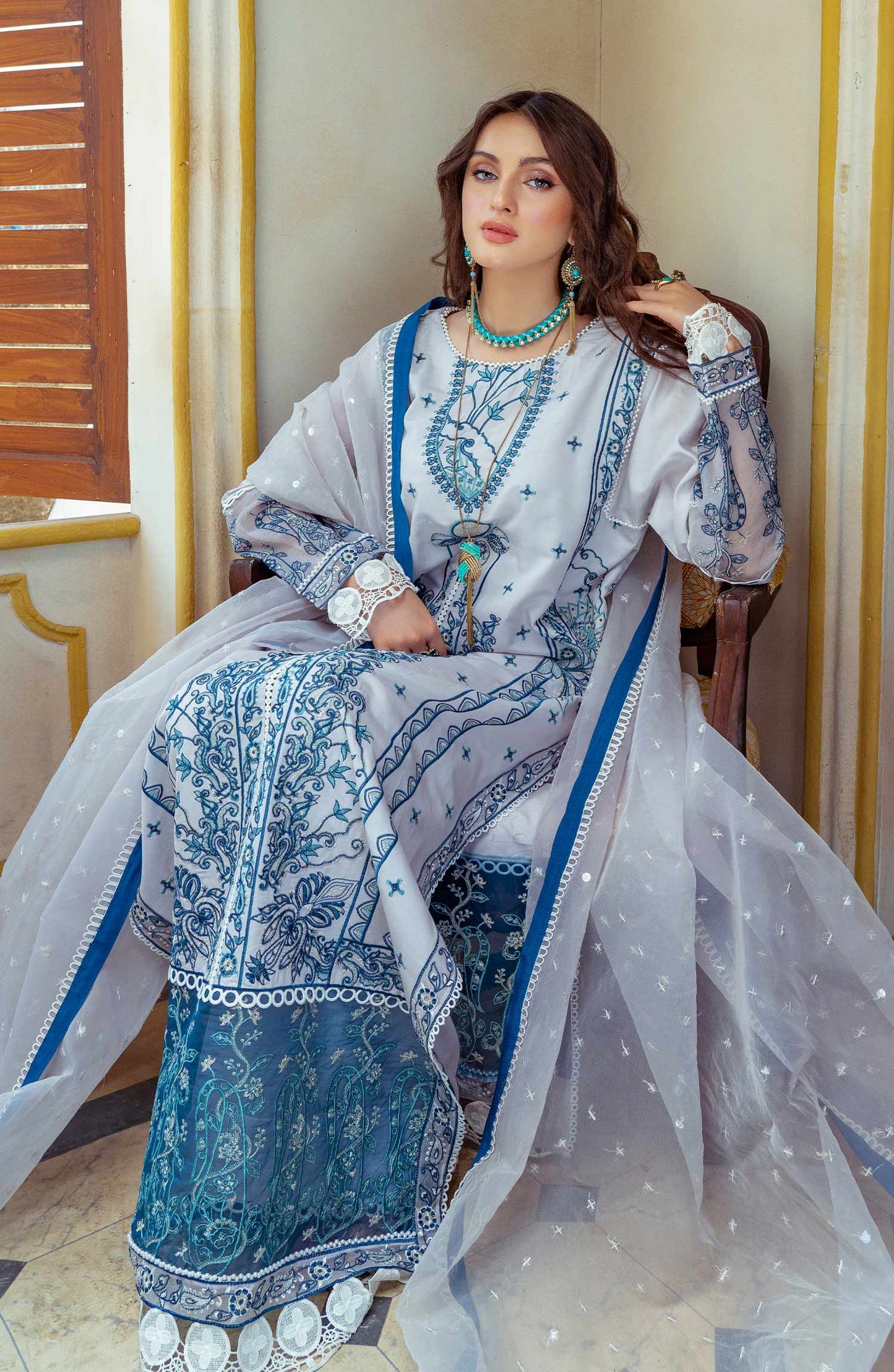 Barley Blue - (MLRD - 064) | Maryum N Maria Luxury Pret Eid Edit 2022 | Stitched Ready to Wear Suits
