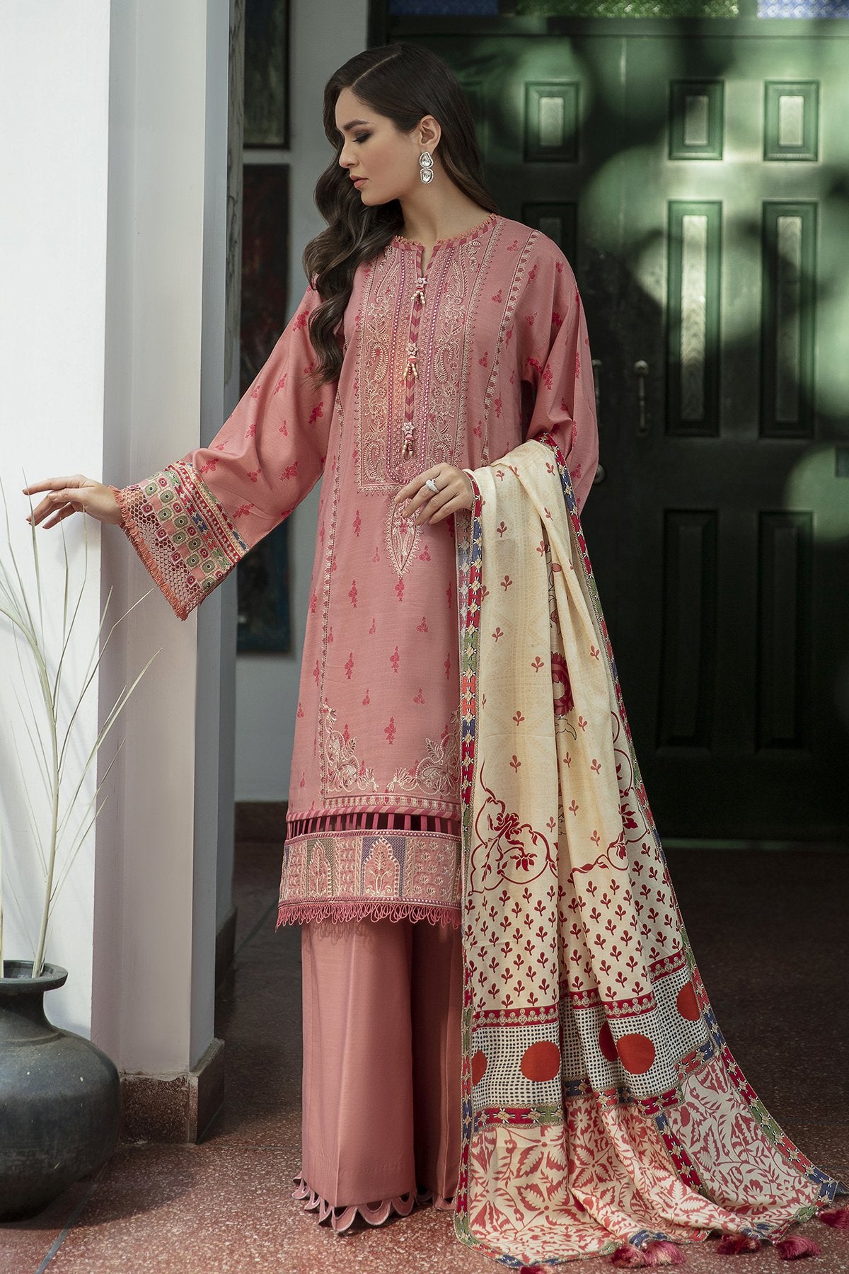 ELINOR | Jazmin Iris Winter Collection 2021 | Unstitched Embroidered Viscose Slub Khaddar Suit