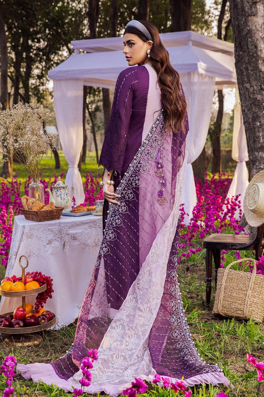 MAUVE NI-30 | Nureh Blooming Summers Exclusive Luxury Lawn Collection 2022 | Unstitched Embroidered Lawn Suits