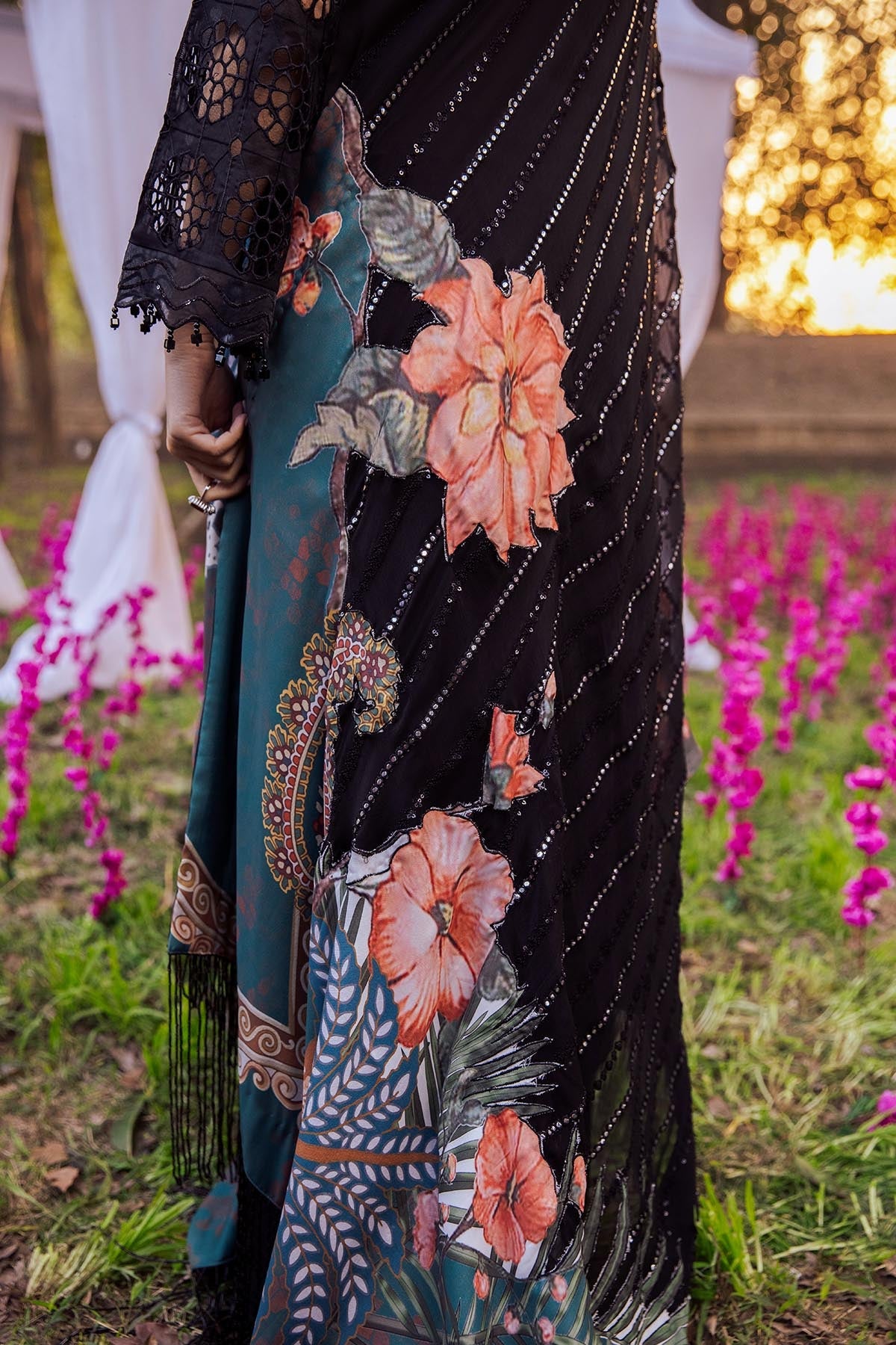 NIGHT FALL NI-34 | Nureh Blooming Summers Exclusive Luxury Lawn Collection 2022 | Unstitched Embroidered Lawn Suits