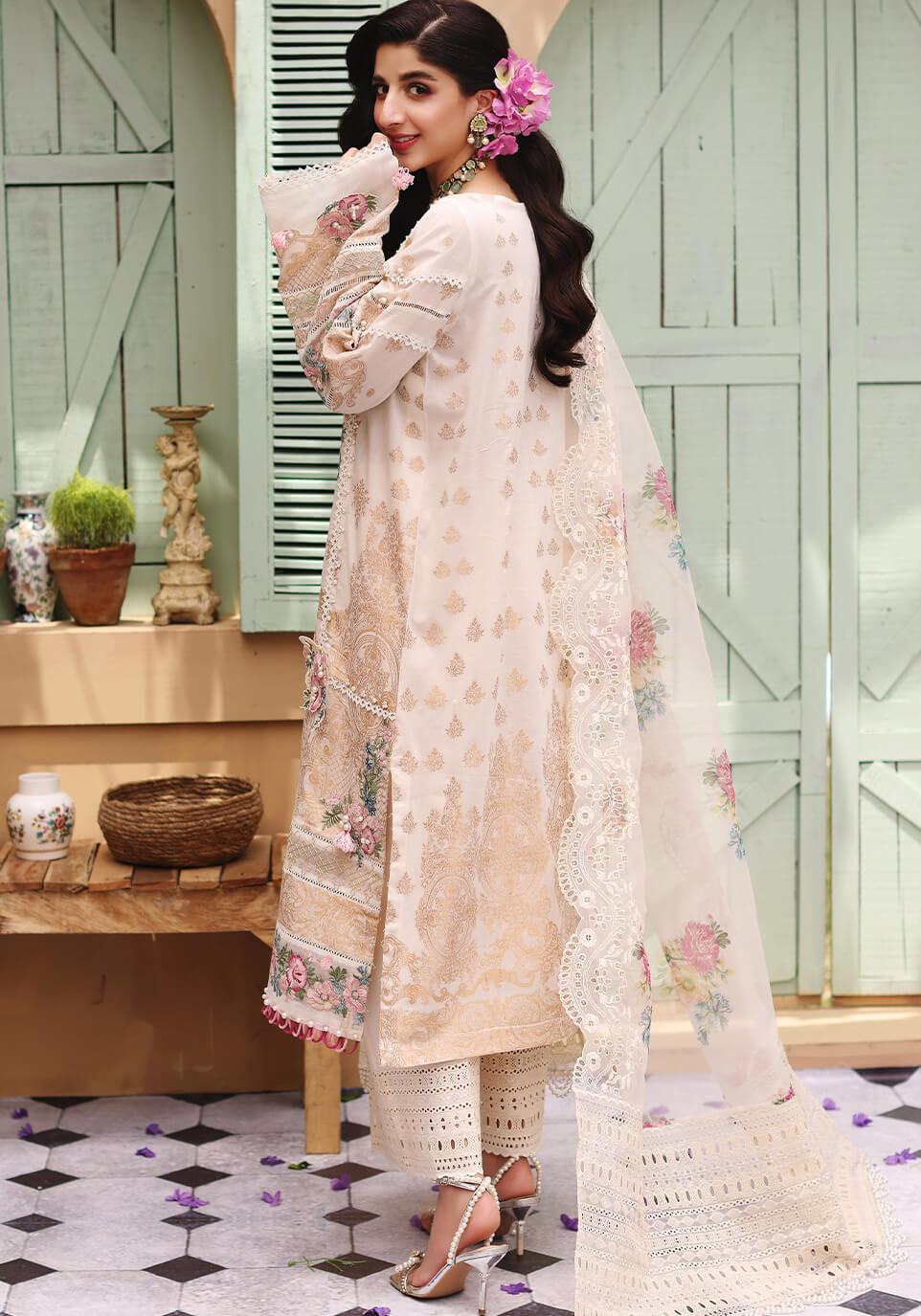 ELF-1 Damask | Elaf Luxury Festive Lawn Collection 2022 | Unstitched Embroidered Lawn Suits