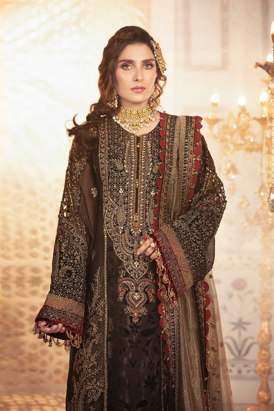 BD-2301 Black and burnt gold | Maria B Mbroidered Winter Wedding Collection 2021 | Unstitched Embroidered Suits