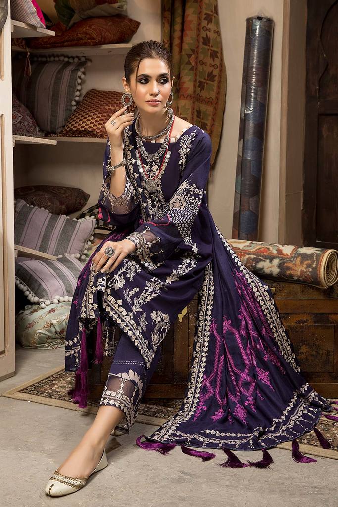 CNW-7 | Charizma Naranji Unstitched Embroidered Khaddar With Embroidered Shawl Vol-1 Collection | Unstitched Embroidered Suit