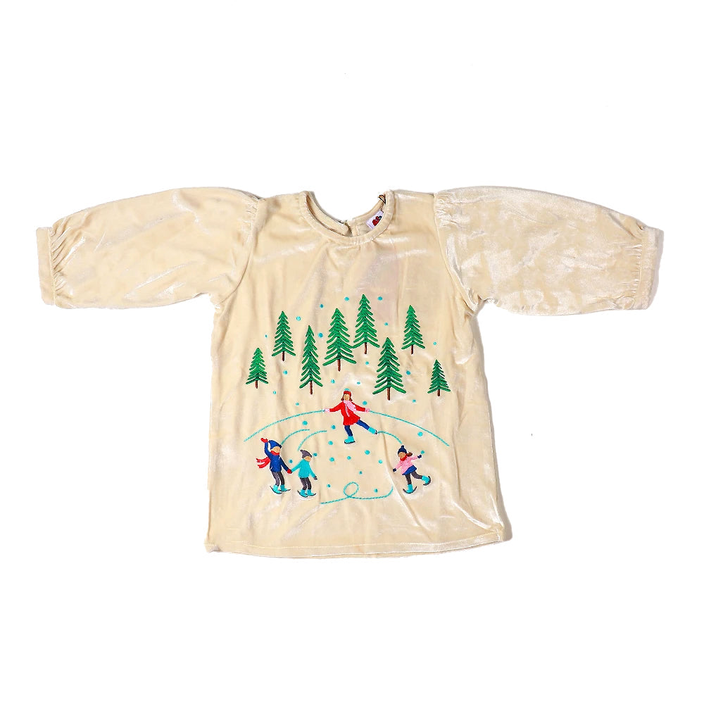 Infants Tree Velvet Top For Girls - Off White | Bachaa Party Baby Clothes Girls Tops & T-Shirts