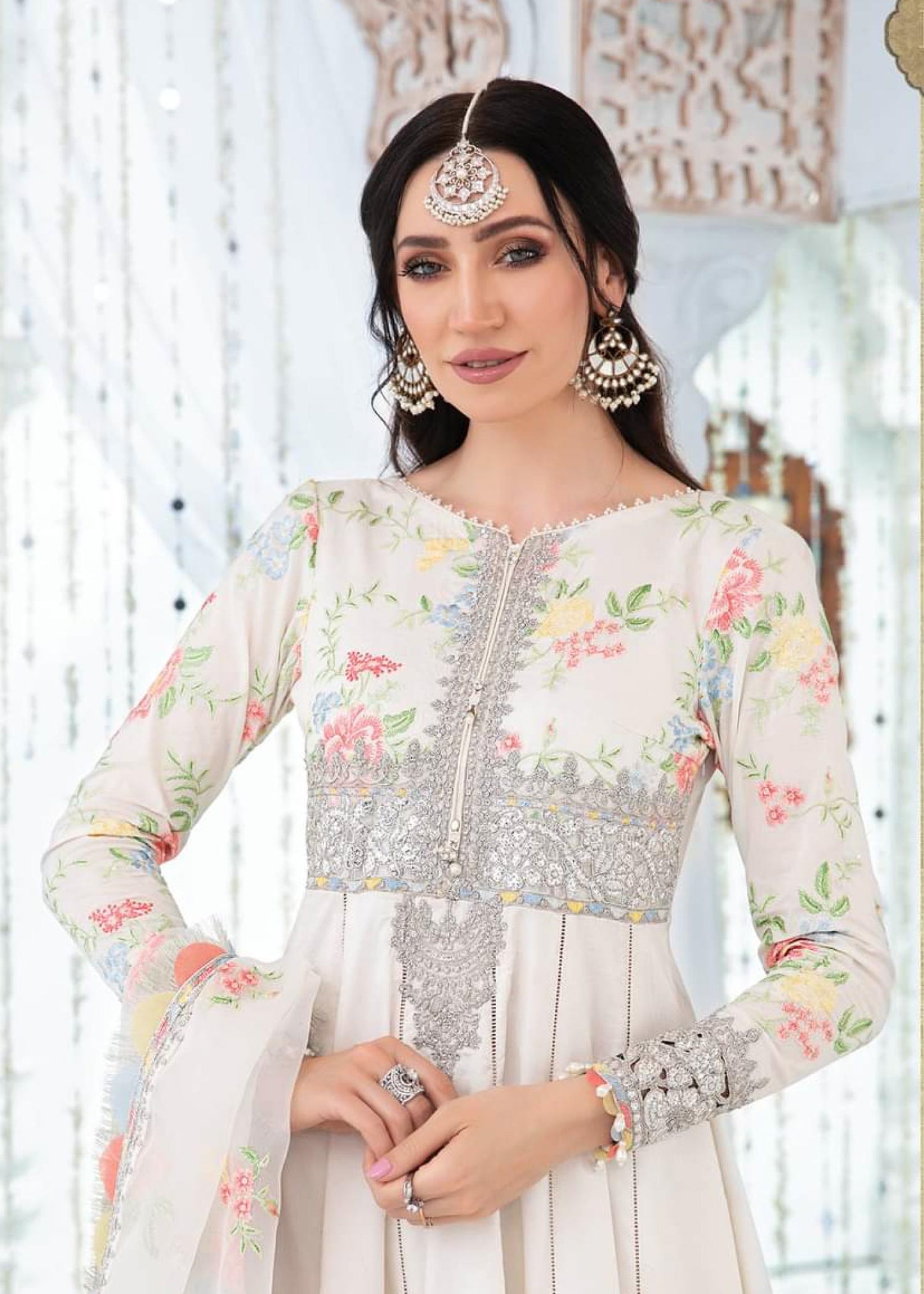 EL-22-02-White | Maria.B. Lawn Eid Collection 2022 | Unstitched Embroidered Lawn Suit