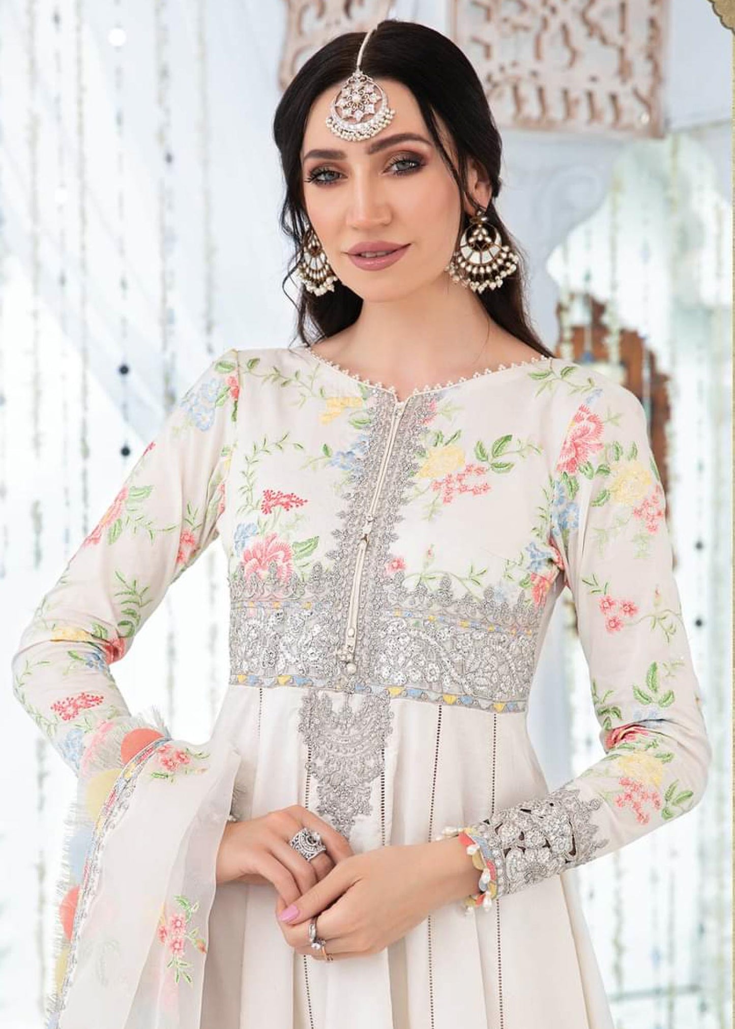 EL-22-02-White | Maria.B. Lawn Eid Collection 2022 | Unstitched Embroidered Lawn Suit