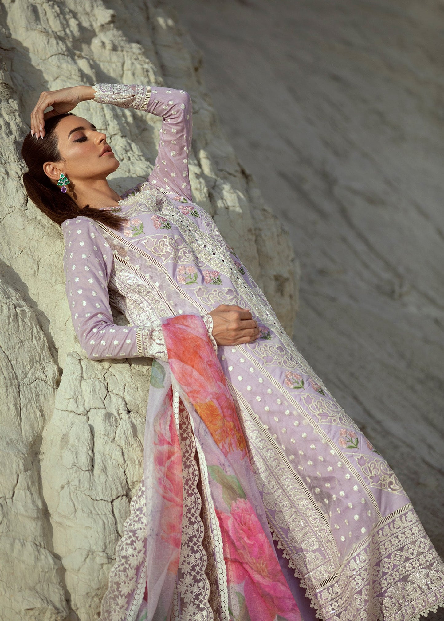 Chikkankari Reinvented - 7A - Amethyst | Crimson Serendipity Luxury Lawn Collection 2022