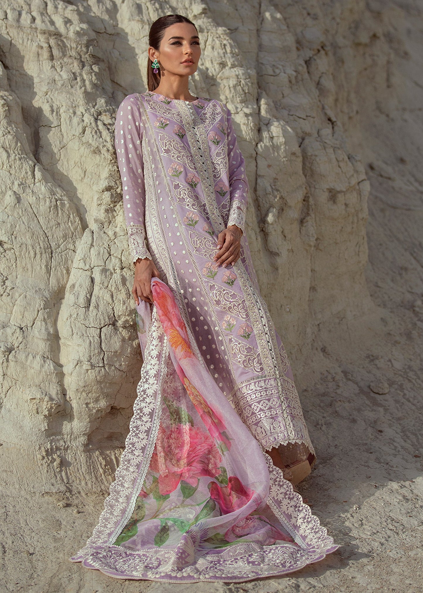 Chikkankari Reinvented - 7A - Amethyst | Crimson Serendipity Luxury Lawn Collection 2022
