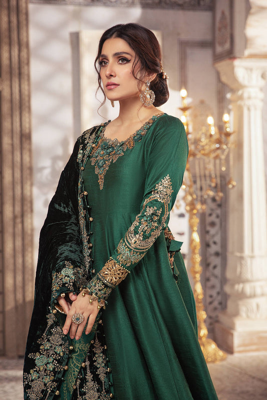 BD-2307 - Teal and Warm green | Maria B Mbroidered Winter Wedding Collection 2021 | Unstitched Embroidered Suits