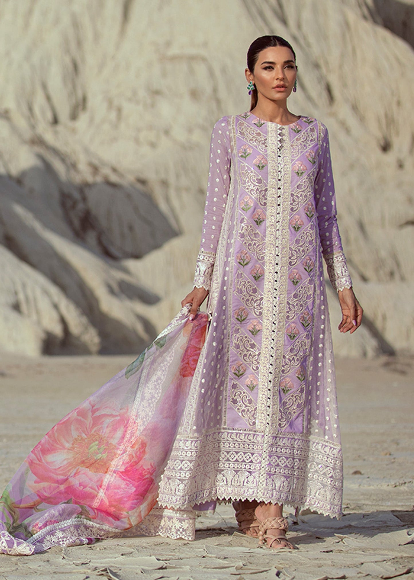 Chikkankari Reinvented - 7A - Amethyst | Crimson Serendipity Luxury Lawn Collection 2022