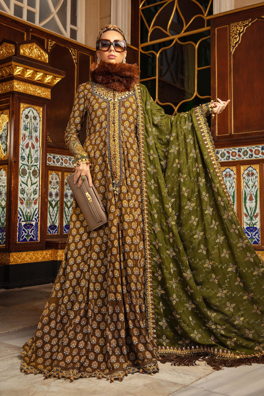 DL-912-Brown | Maria B Winter Linen Unstitched Collection 2021 | Unstitched Embroidered Linen Suits