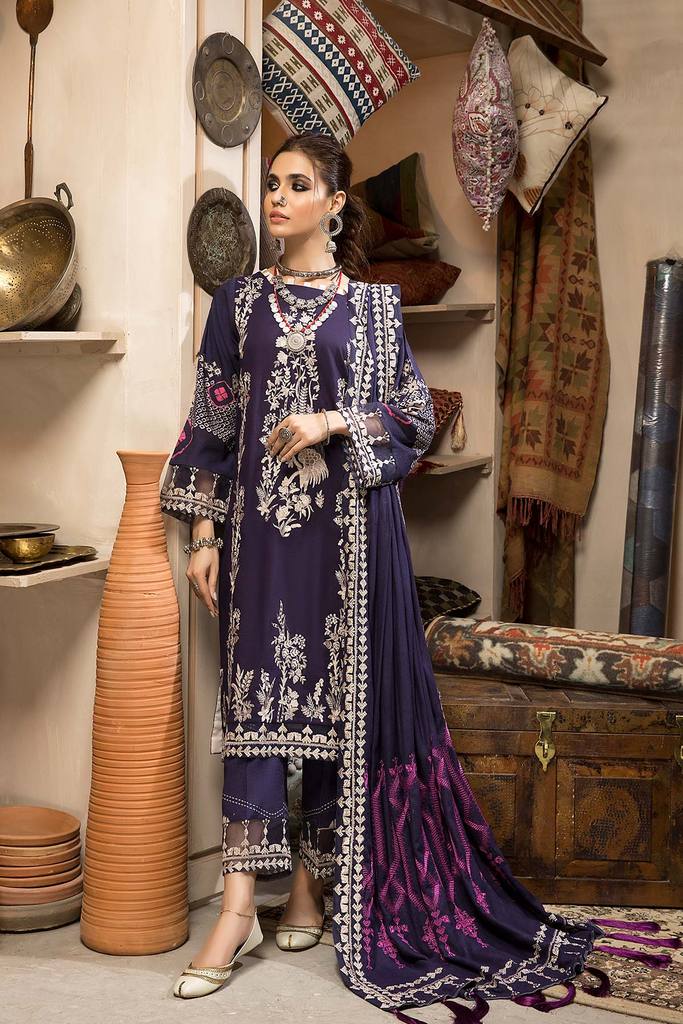 CNW-7 | Charizma Naranji Unstitched Embroidered Khaddar With Embroidered Shawl Vol-1 Collection | Unstitched Embroidered Suit