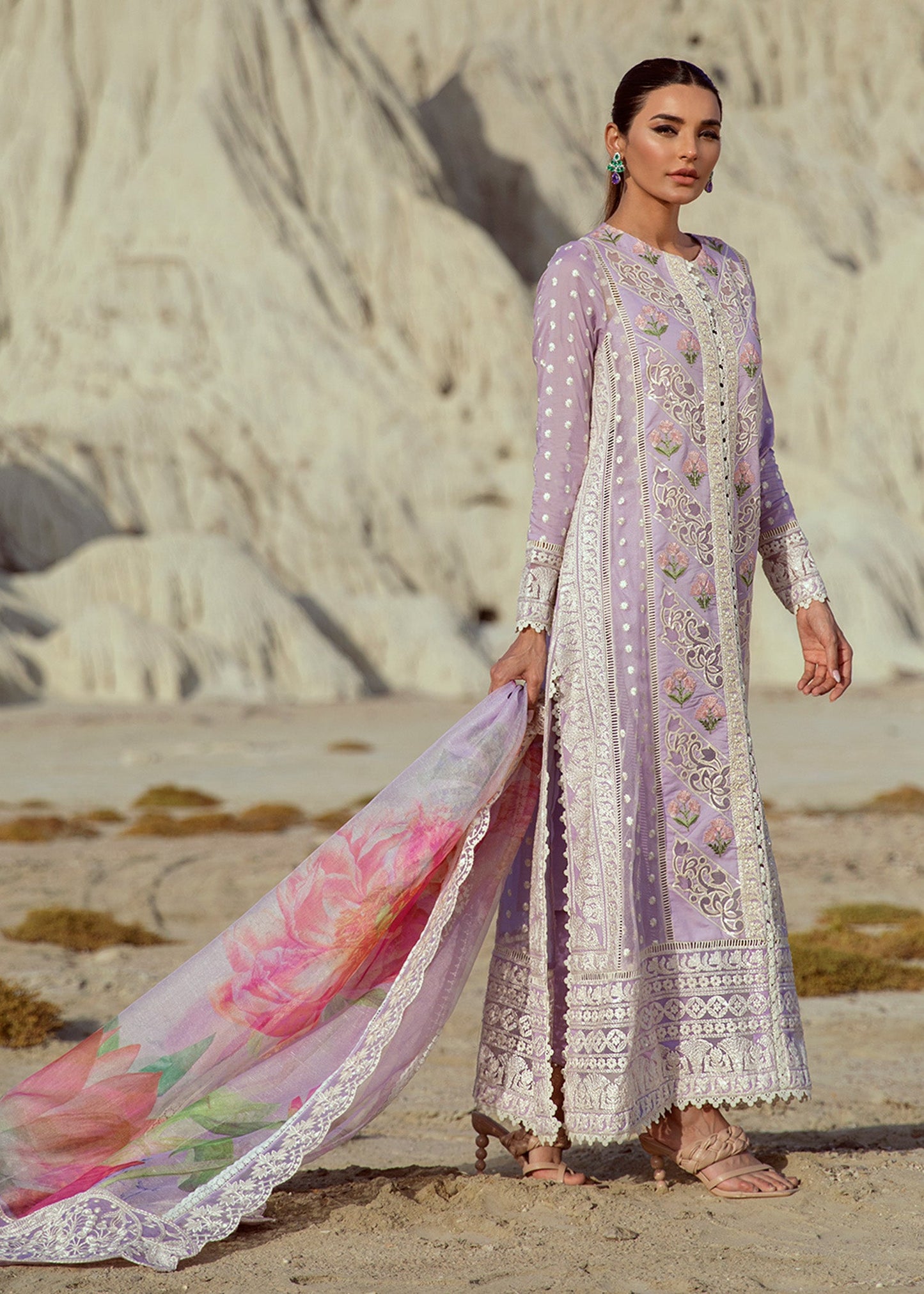 Chikkankari Reinvented - 7A - Amethyst | Crimson Serendipity Luxury Lawn Collection 2022