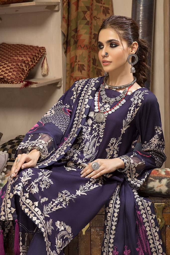 CNW-7 | Charizma Naranji Unstitched Embroidered Khaddar With Embroidered Shawl Vol-1 Collection | Unstitched Embroidered Suit